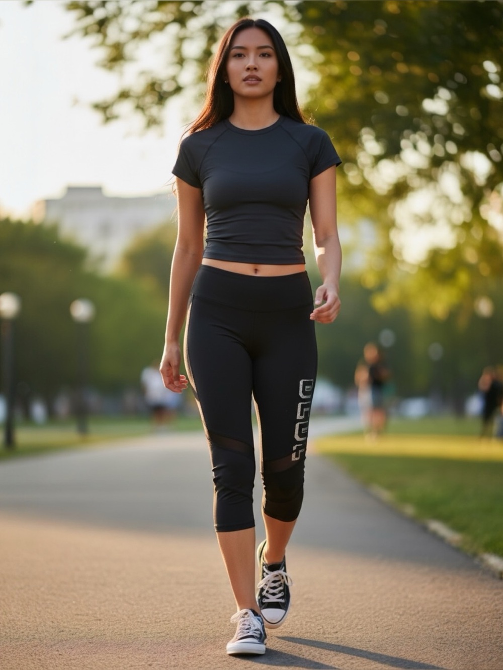 BEBE SPORT BLACK SPELLOUT LOGO ATHLETIC CAPRI PANT SIZE LARGE